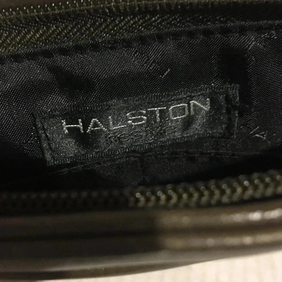 Halston green leather shoulder handbag - Picture 8 of 8